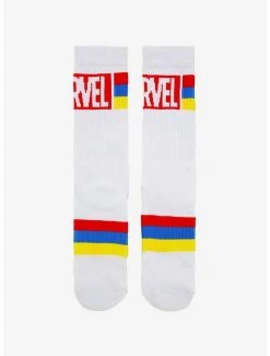 Marvel Primary Color Striped Crew Socks - BoxLunch Exclusive -BoxLunch Shop 12100094 av1