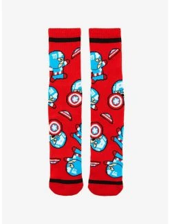 Marvel Captain America Chibi Cap Crew Socks - BoxLunch Exclusive