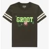 Marvel Guardians Of The Galaxy Groot Youth Striped Varsity T-Shirt - BoxLunch Exclusive -BoxLunch Shop 16572717 hi