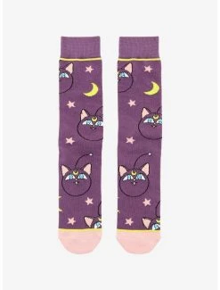 Sailor Moon Luna Allover Print Crew Socks - BoxLunch Exclusive