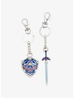 Nintendo The Legend Of Zelda Hylian Shield & Master Sword Keychain Set - BoxLunch Exclusive