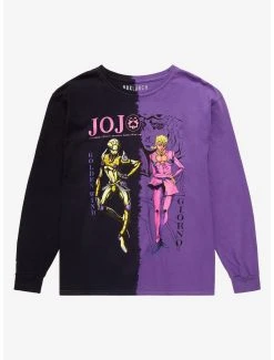 BoxLunch Shop 23 JoJo's Bizarre Adventure Golden Wind & Giorno Portraits Split-Dye Long Sleeve T-Shirt - BoxLunch Exclusive