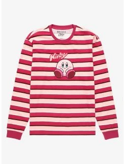 Nintendo Kirby Sitting Portrait Striped Long Sleeve T-Shirt - BoxLunch Exclusive