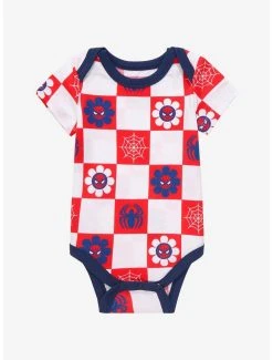 Marvel Spider-Man Retro Checkered Infant One-Piece - BoxLunch Exclusive