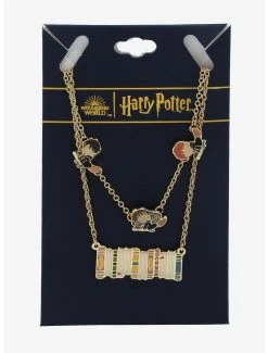 Harry Potter Broomsticks & Books Layered Necklace - BoxLunch Exclusive -BoxLunch Shop 18666868 av2