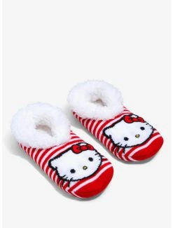 Sanrio Hello Kitty Striped Fleece Slipper Socks - BoxLunch Exclusive