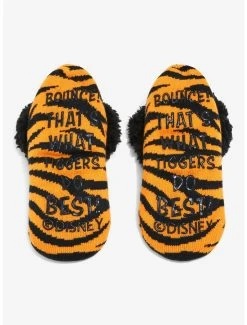 Disney Winnie The Pooh Tigger Embroidered Portrait Fleece Slipper Socks - BoxLunch Exclusive -BoxLunch Shop 18809347 av2