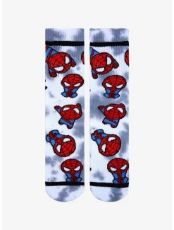 Marvel Spider-Man Chibi Spidey Tie-Dye Crew Socks - BoxLunch Exclusive -BoxLunch Shop 18859012 av1