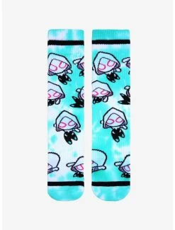 Marvel Spider-Gwen Chibi Tie-Dye Crew Socks - BoxLunch Exclusive -BoxLunch Shop 18859016 av1