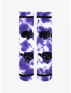 Marvel Black Panther Chibi T'Challa Tie-Dye Crew Socks - BoxLunch Exclusive -BoxLunch Shop 18859018 av2