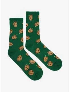 Marvel Guardians Of The Galaxy Baby Groot Allover Print Crew Socks - BoxLunch Exclusive -BoxLunch Shop 19040738 av1