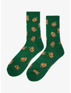 Marvel Guardians Of The Galaxy Baby Groot Allover Print Crew Socks - BoxLunch Exclusive -BoxLunch Shop 19040738 av2