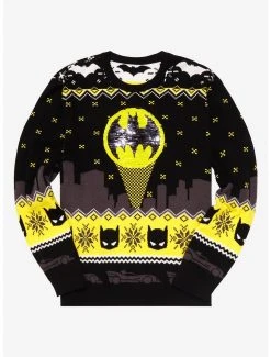 DC Comics Batman Bat Signal Sequin Holiday Sweater - BoxLunch Exclusive