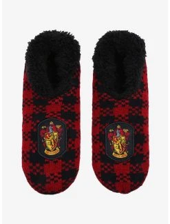 Harry Potter Gryffindor Crest Plaid Slipper Socks - BoxLunch Exclusive -BoxLunch Shop 19183510 av1