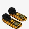 Harry Potter Hufflepuff Plaid Fleece Slipper Socks - BoxLunch Exclusive -BoxLunch Shop 19183516 hi