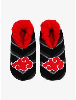 Naruto Shippuden Akatsuki Cloud Logo Slipper Socks - BoxLunch Exclusive -BoxLunch Shop 19183518 av1