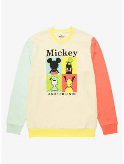 Disney Mickey And Friends Panel Portrait Color Block Crewneck - BoxLunch Exclusive
