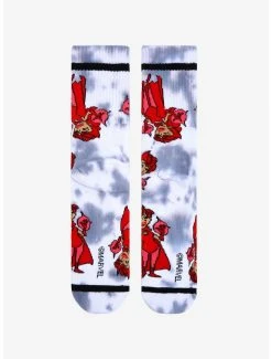 Marvel WandaVision Scarlet Witch Cartoon Allover Print Tie-Dye Crew Socks - BoxLunch Exclusive -BoxLunch Shop 19250431 av2