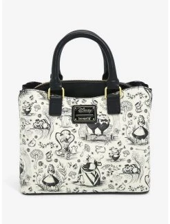 Loungefly Alice In Wonderland Line Art Allover Print Handbag - BoxLunch Exclusive -BoxLunch Shop 19323702 av2
