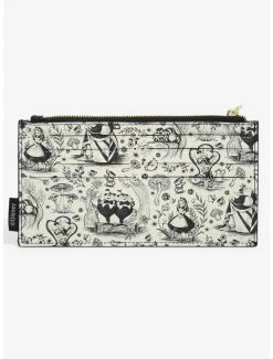 Loungefly Alice In Wonderland Line Art Allover Print Wallet - BoxLunch Exclusive -BoxLunch Shop 19323704 av1