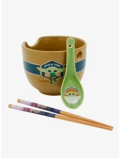 Boxlunch Star Wars The Mandalorian Grogu Snack Time Ramen Bowl With Chopsticks And Spoon -BoxLunch Shop 19428703 av3