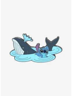 Loungefly Disney Lilo & Stitch Waving Stitch & Whale Enamel Pin - BoxLunch Exclusive