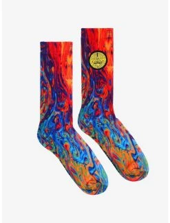Disney Gravity Falls Bill Cipher Weirdmageddon Oil-Slick Print Crew Socks - BoxLunch Exclusive -BoxLunch Shop 19619854 av2