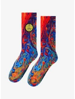 Disney Gravity Falls Bill Cipher Weirdmageddon Oil-Slick Print Crew Socks - BoxLunch Exclusive -BoxLunch Shop 19619854 av3