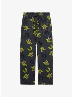 Star Wars Yoda & Jedi Order Logo Allover Print Sleep Pants - BoxLunch Exclusive -BoxLunch Shop 19724454 av1