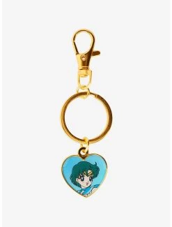 Sailor Moon Sailor Mercury Heart Charm Keychain - BoxLunch Exclusive