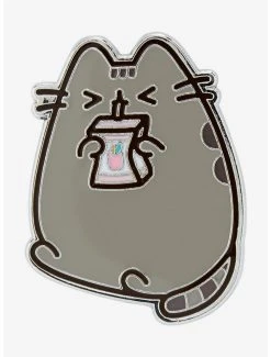 Pusheen The Cat Straw Enamel Pin - BoxLunch Exclusive